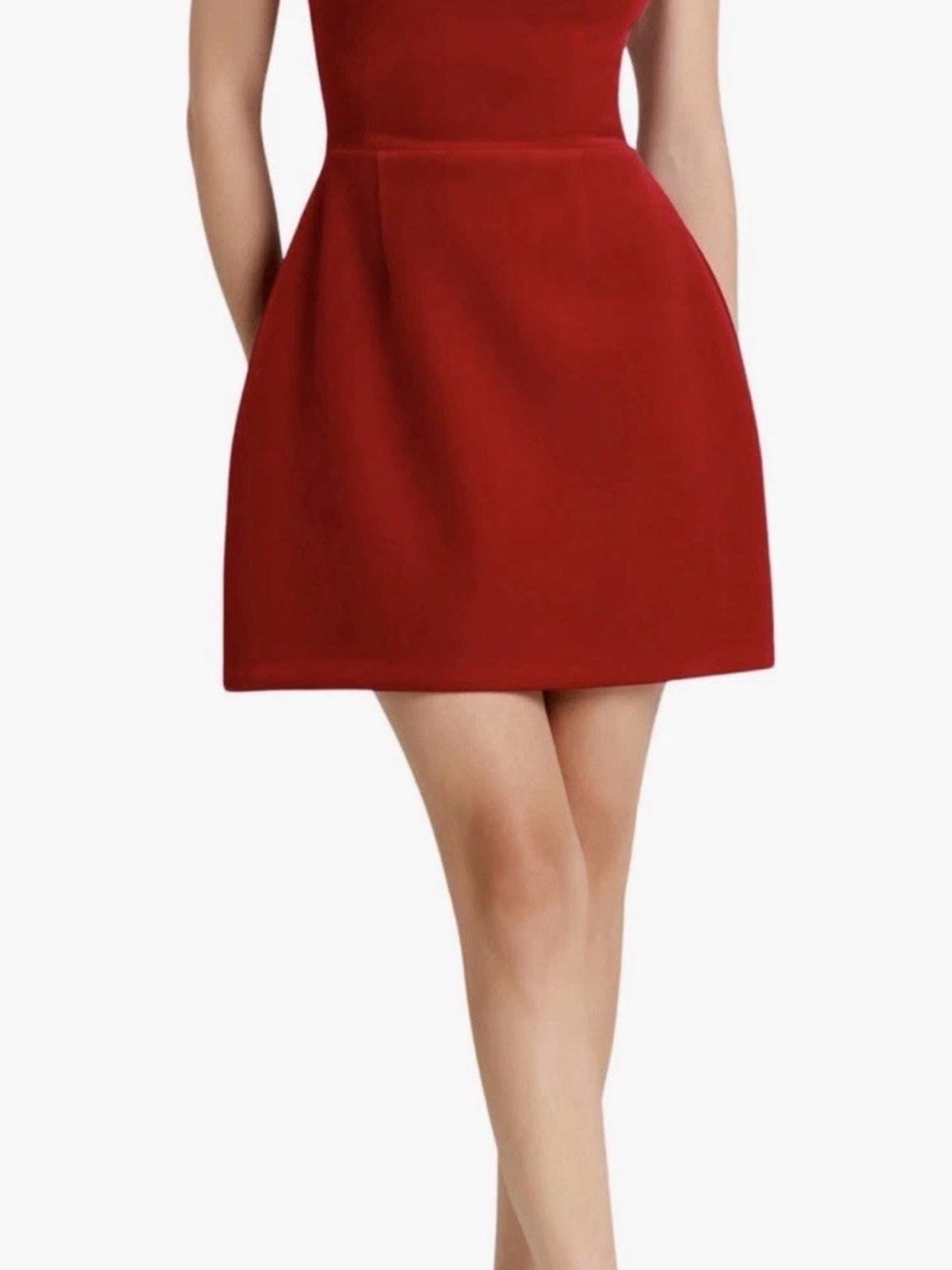 Nadine Merabi Regan Velvet High Neck Embellished Red Mini Dress Size 8